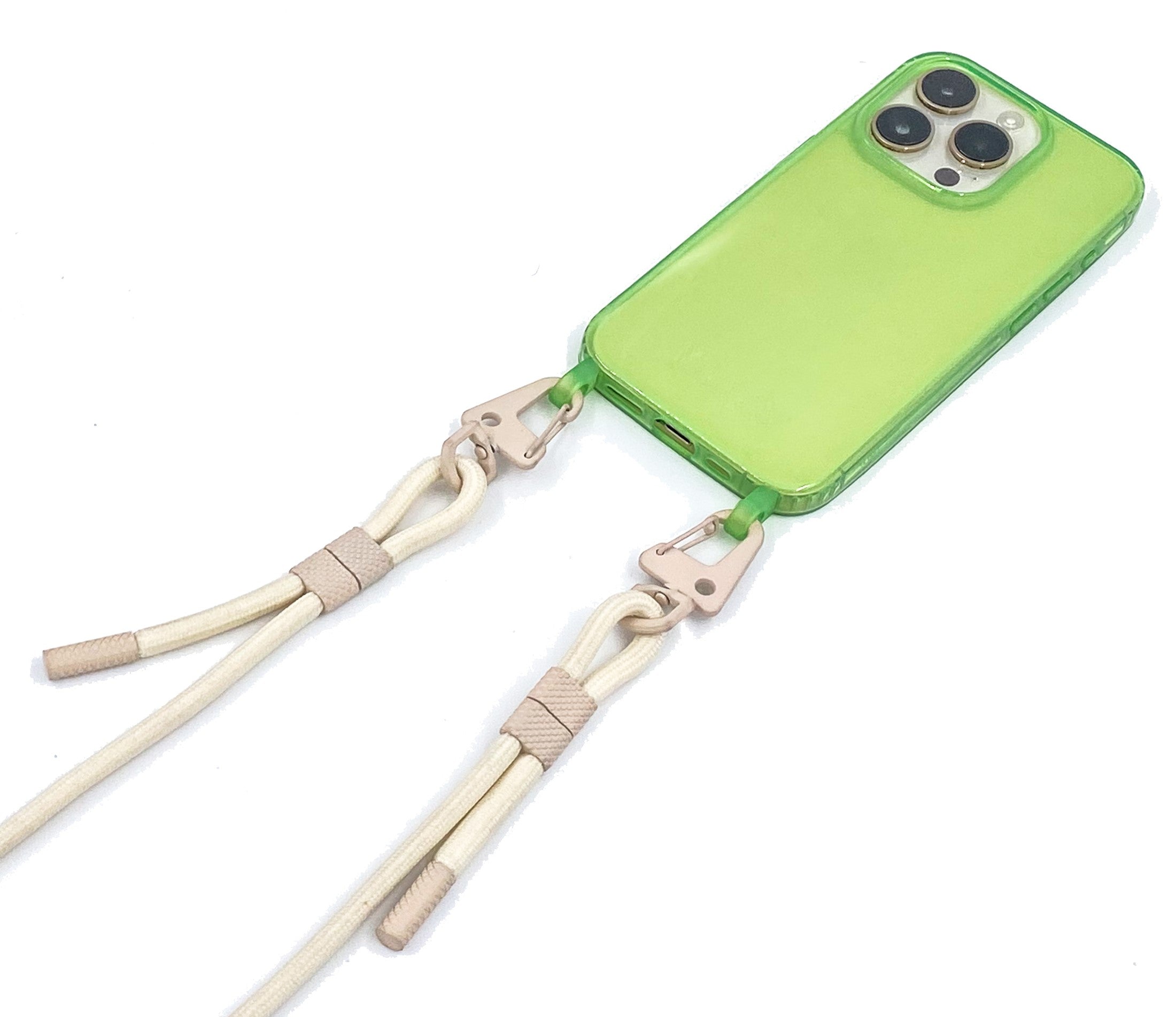 Beige rope with transparent fluo green case