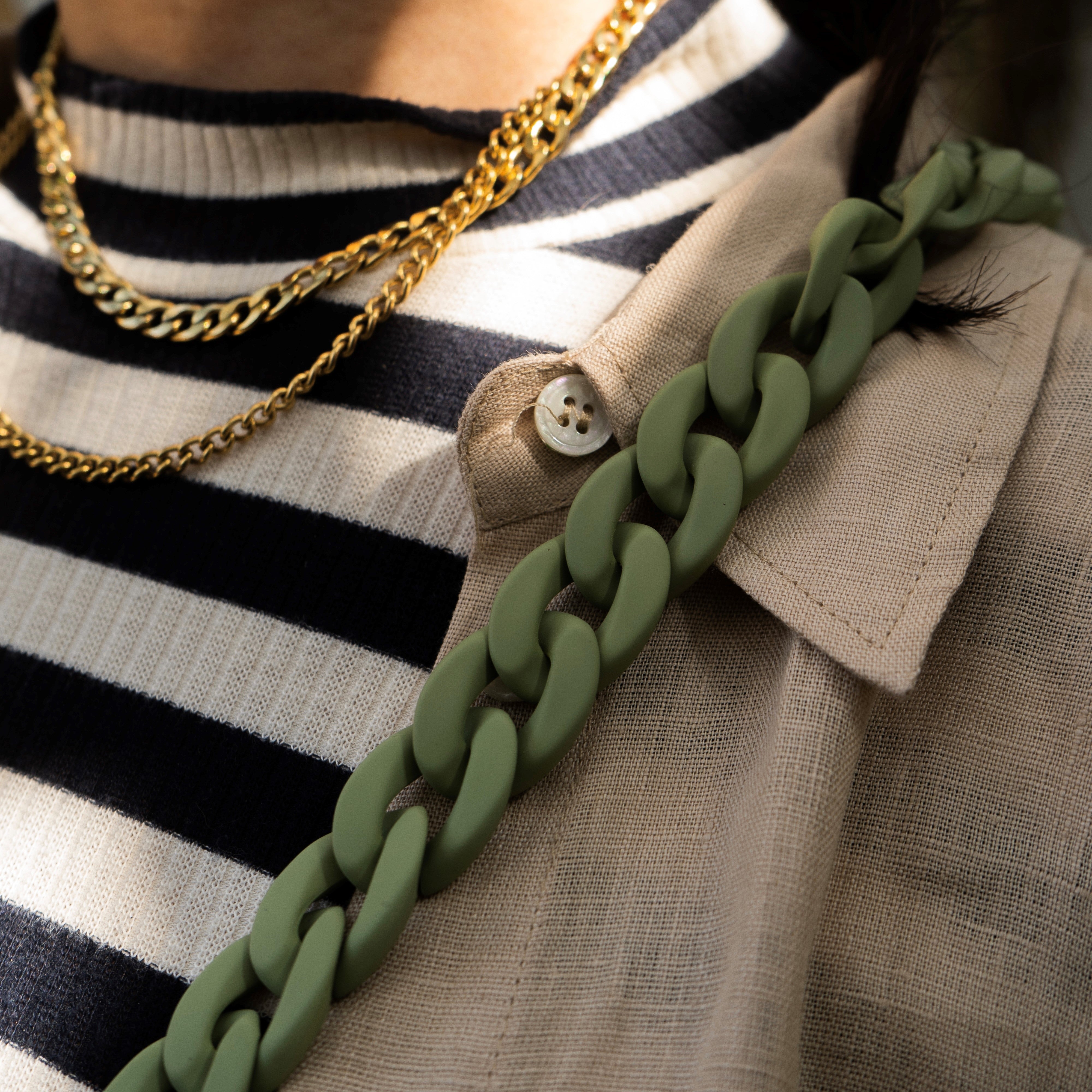 Olive Green Chain Necklace